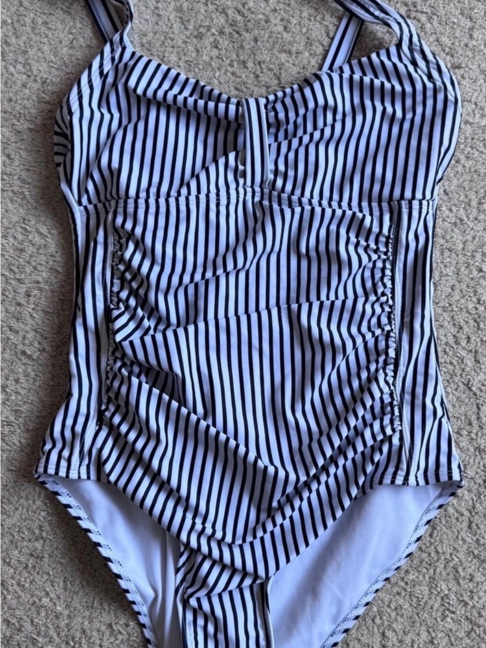 Women’s Size Medium One Piece Swimuit, Black and White Stripes